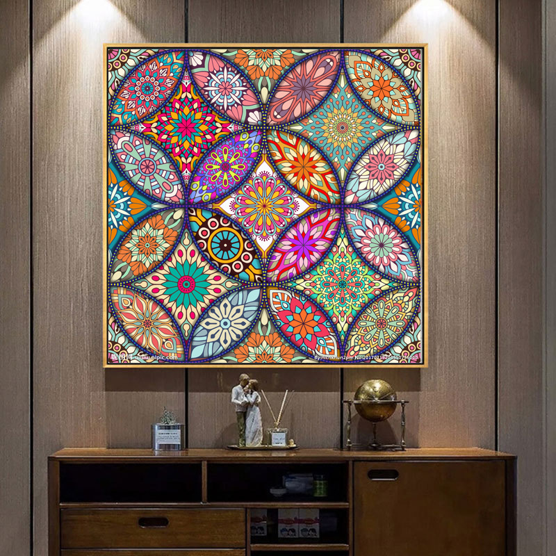 Diamond Painting Full Diamond Living Room Study Cross-stitch Point Sticking Diamond Abstract Mandala Pattern Diamond Embroidery Brick Painting Small