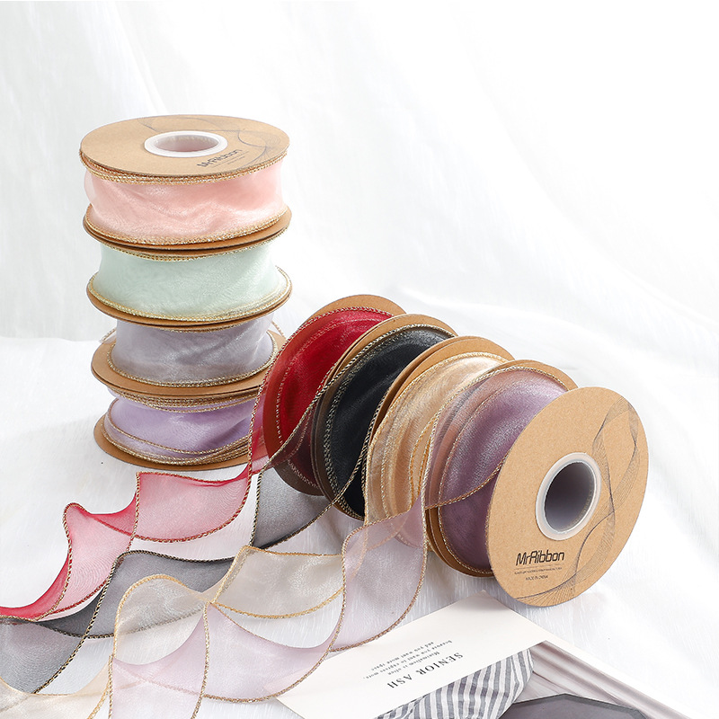 Floral Ribbon Wholesale 4cm Phnom Penh Phantom Bouquet Bow Wave Yarn Plain Ribbon Flowers Packaging Material