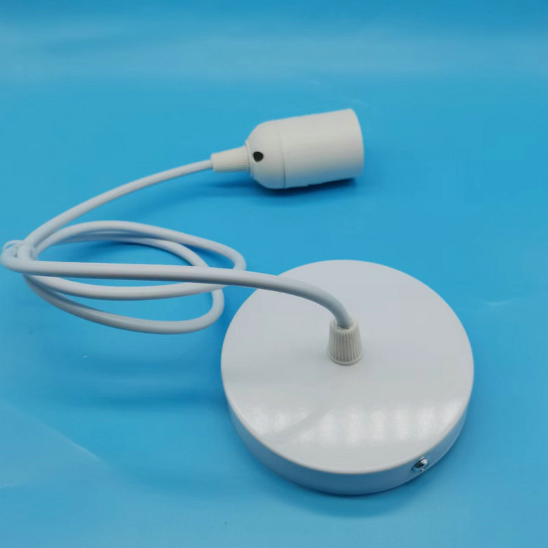 E27 light body lamp holder lamp holder assembly metal lamp Cup ceiling plate hanging wire black and white combination chandelier wiring lamp holder