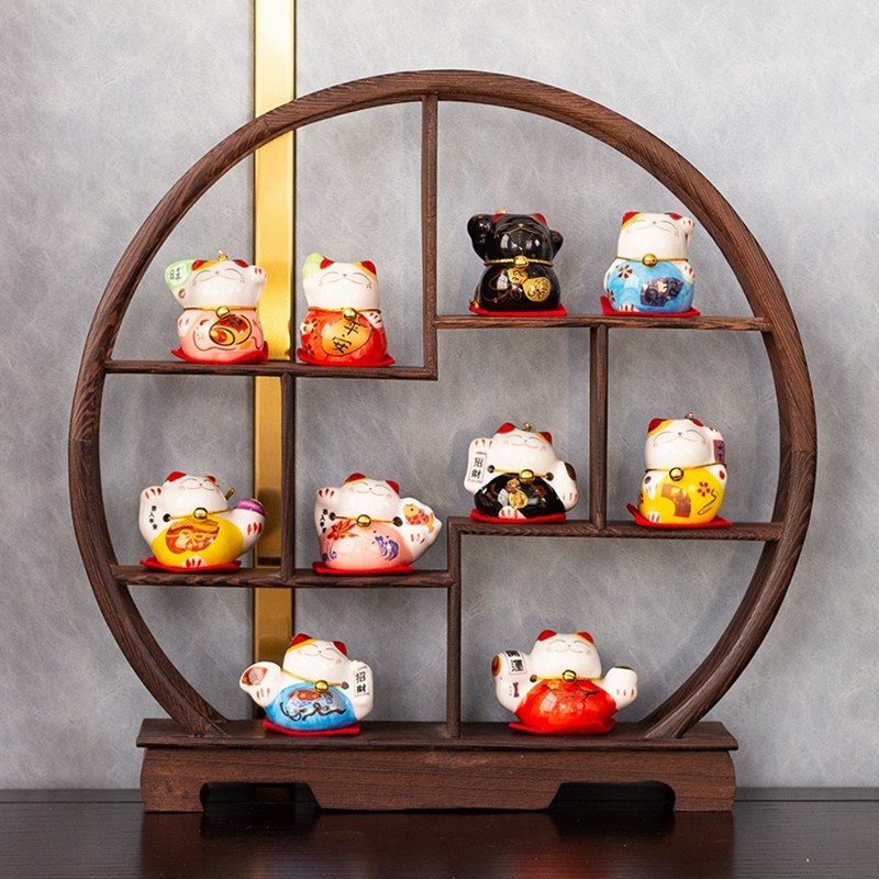 Ceramic Fortune Cat Small Ornaments Cultural and Creative Small Gift Market Ornaments Cross-border Export Ceramic Crafts
