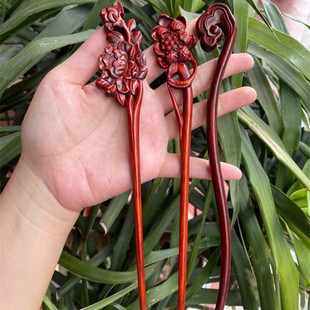 Ancient fairy wholesale rosewood hairpin antique carved hairpin plate hair hand polished wood crafts antique red