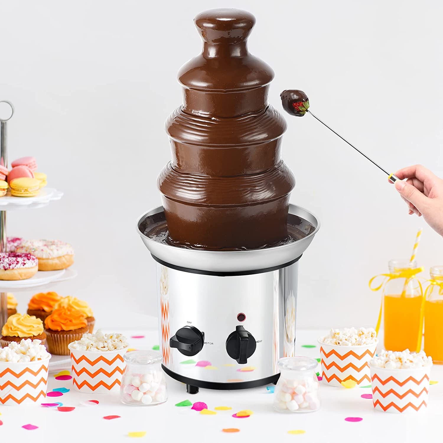 Stainless Steel Four Layer Chocolate Fountain Machine Melting Tower Waterfall Hot Pot Melt Machine Household Commercial Activity Party