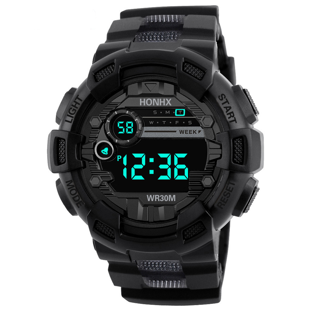 In stock factory direct supply popular student HONHX men's sports waterproof multi-function LED electronic watch wholesale