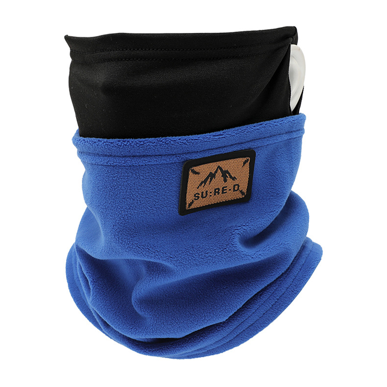 Autumn and Winter plush ear hanging Scarf mask dual-use outdoor color matching pullover half cover mask stitching fluff scarf cover