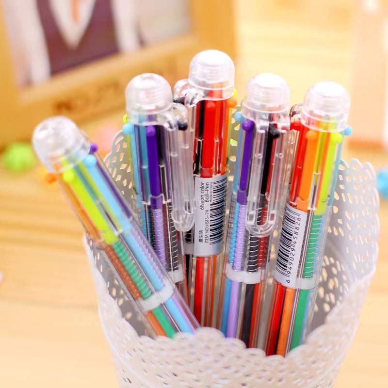6 color ballpoint pen color press gel pen graffiti marker pen wholesale bullet 0.5m student stationery prizes