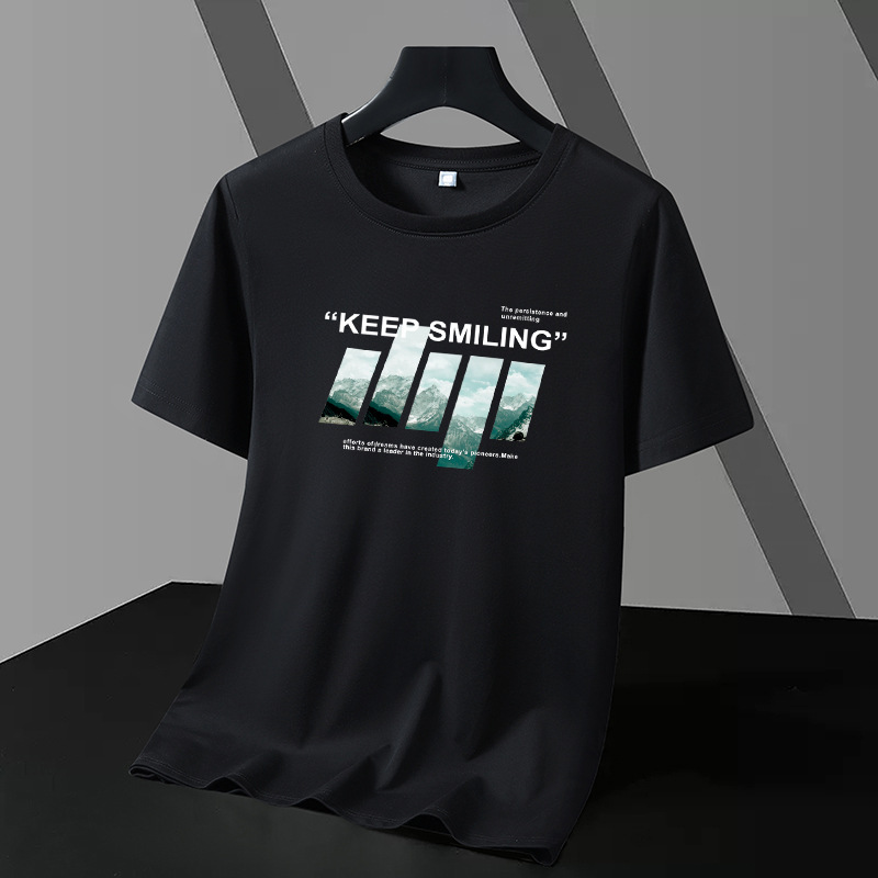 Modal Ice Silk Cotton Short-sleeved T-shirt Men's Crew Neck Top Fashionable Summer Ice Sense Students Half-sleeved Large Size Base Shirt
