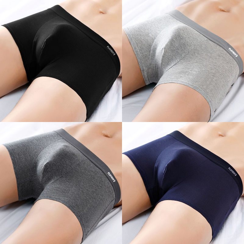 A gift box for men's cotton boxer underwear for boys adult antibacterial loose solid color boxer pants with large head