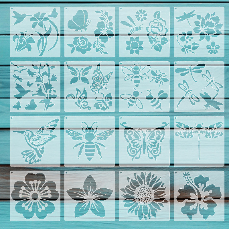 Cross-border explosions painting template insect flower painting template graffiti spray painting decoration washable reusable