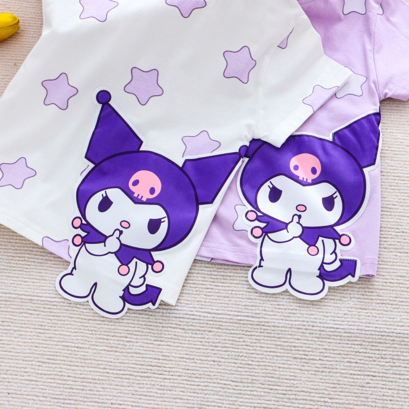 2024 children's clothing summer new girls' short-sleeved printed T-shirt cartoon cotton bottoming shirt top factory one-piece delivery