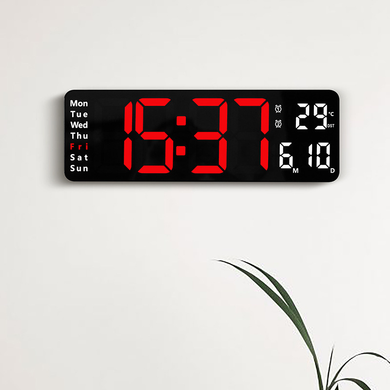 13-inch simple sitting and hanging dual-purpose living room clock large font electronic clock multi-group alarm clock temperature week with screen 6629