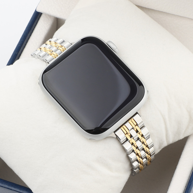 Suitable for Apple 789 generation watch stainless steel metal strap apple watch seven beads small waist 14mm wrist strap