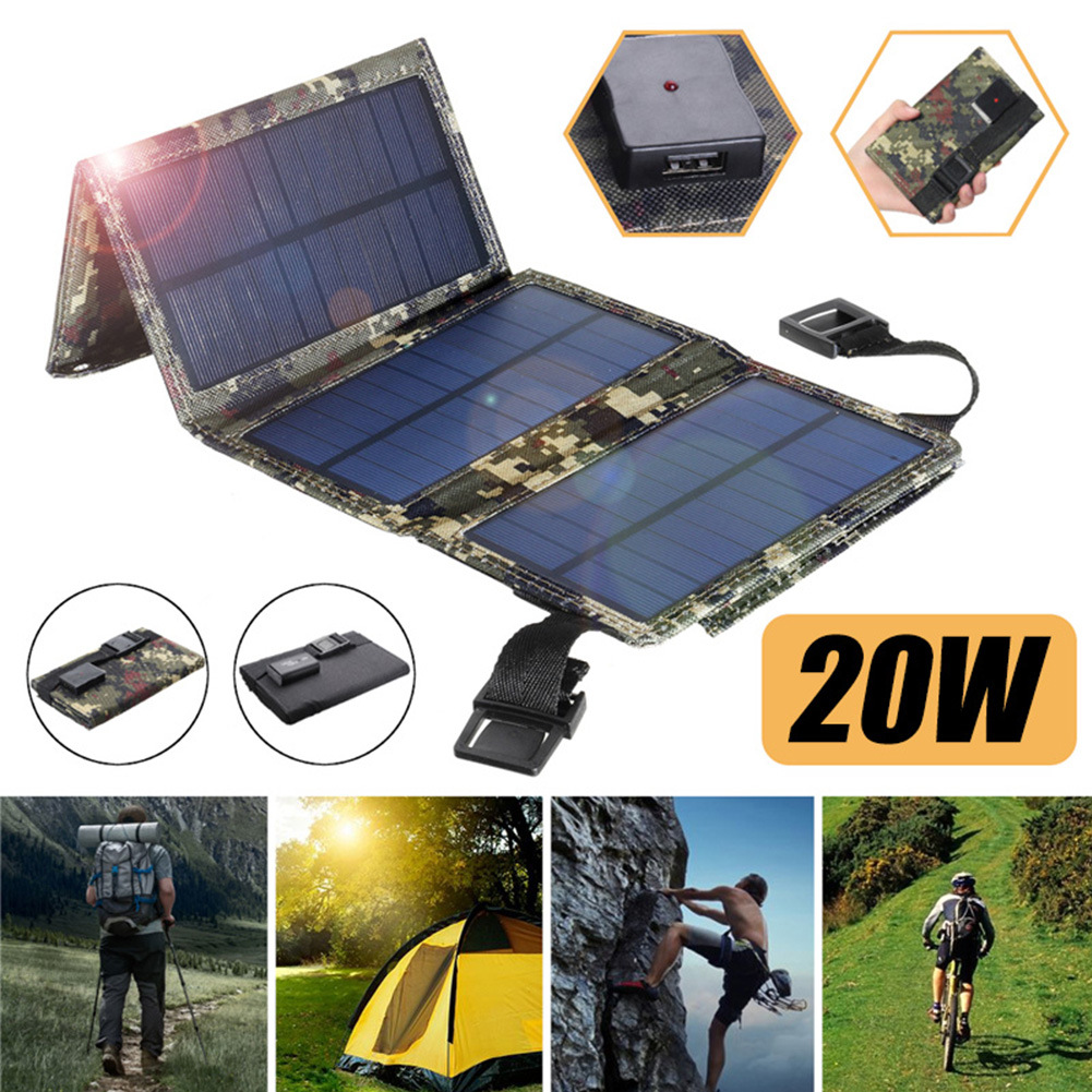 20W Solar Folding Bag 8W 5V USB Outdoor Mobile Phone Portable Solar Charger Charging Board Cross Border