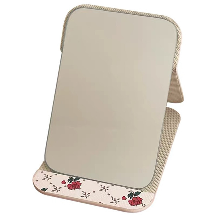 Ins Style Vintage Rose Folding Mirror Desktop Makeup Mirror Student Dormitory Home Travel Dressing Portable Mirror for Children