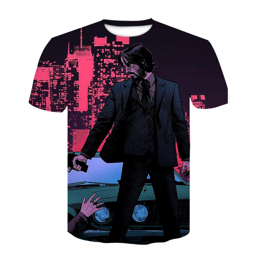 2021 summer New John Wick hunt around 3D printed short sleeve T-shirt sweatshirt children's clothing