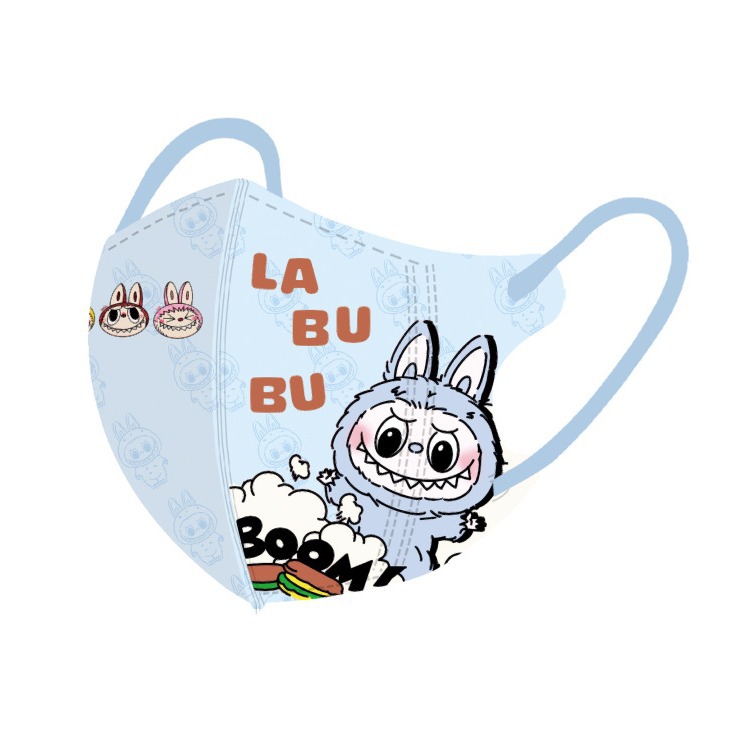 Cartoon labnubu Children's Mask Separate Packaging Rags Printed 3-12 Years Old School Special Mask Three-Layer