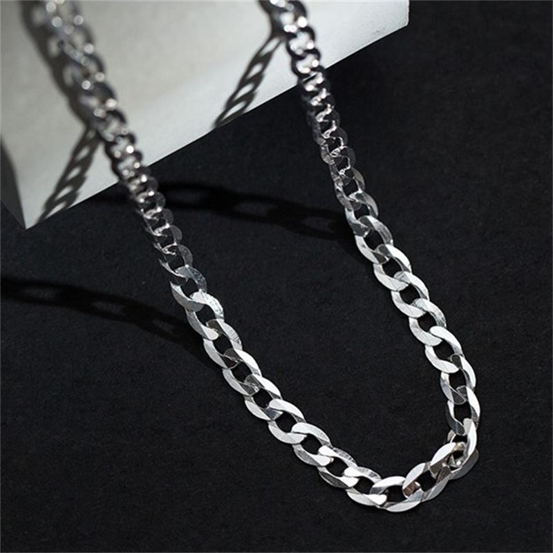 Explosive cross-border S925 sterling silver Cuban chain men's necklace car flower side chain hip hop cold wind clavicle chain women
