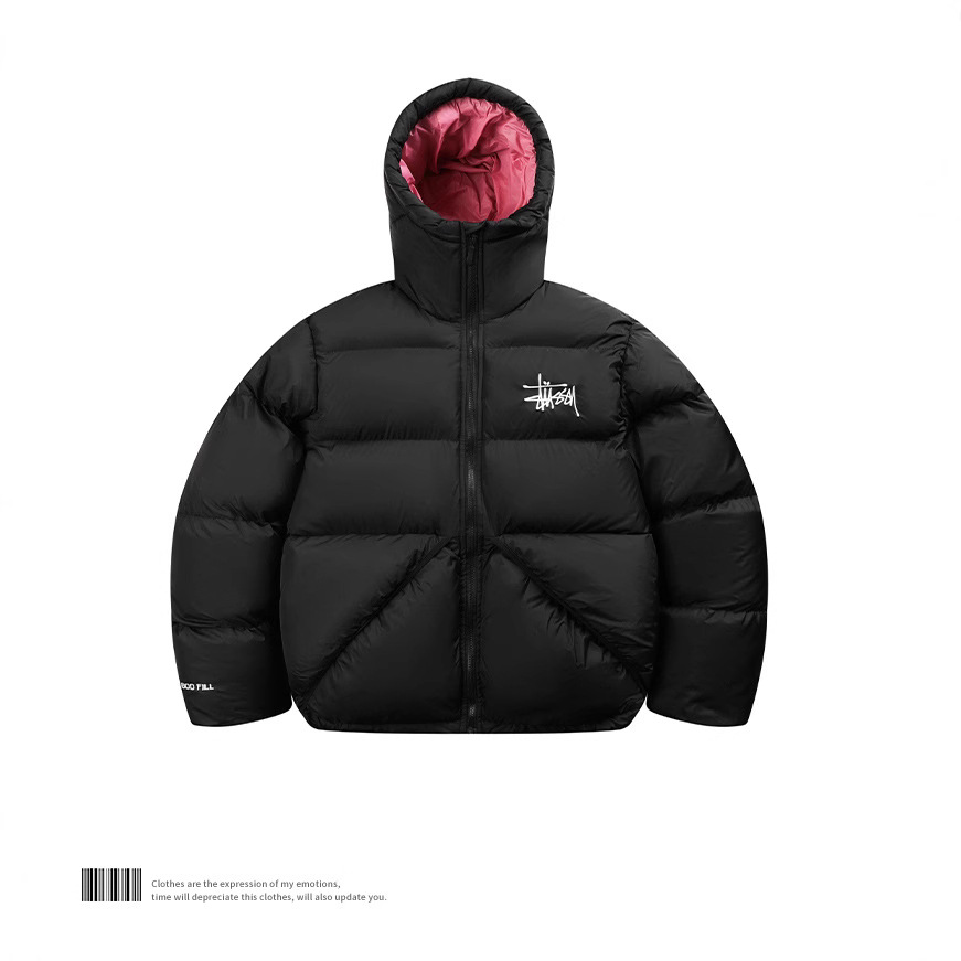 Cross-border foreign trade embroidery stu hooded cotton-padded jacket winter fashion American street loose all-match couple's bread clothing