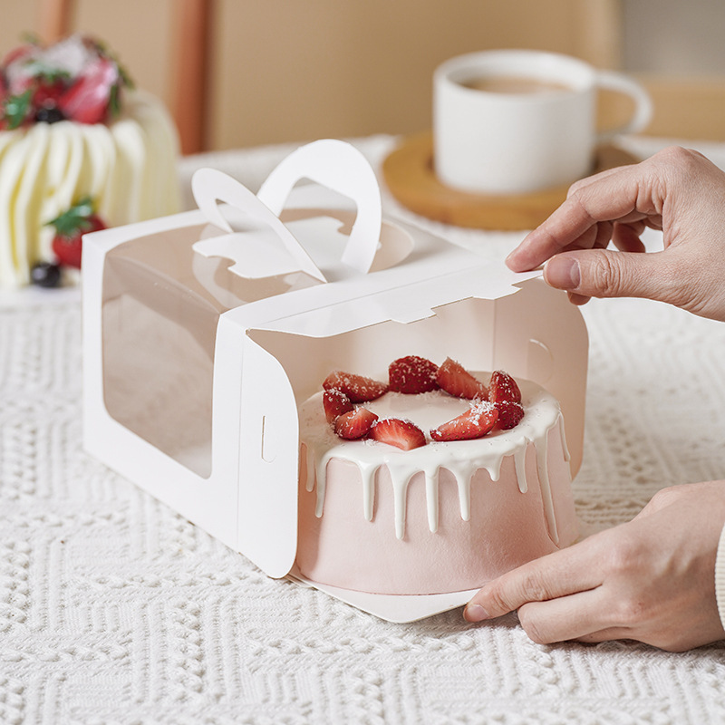 Four-inch cake box Korean style 4 5 6-inch portable mousse cake box window birthday cake box heightened