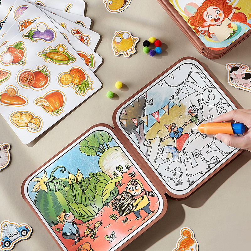 Baby is very busy children draw magic water painting when touching water portable quiet book tear tear book DIY creative picture book gift