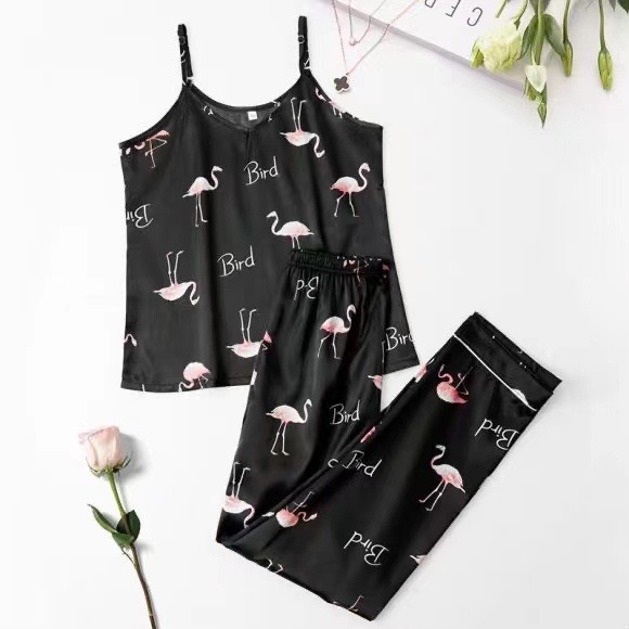 Summer Women's Sexy Sweet Cute Sexy Silk Sling Trousers Home Clothes Two-piece Suit Home Clothes