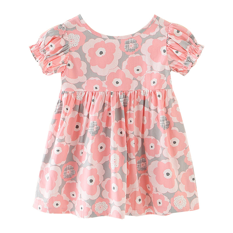 Spring and Autumn Korean Style Small and Medium-sized Girl's Children's Wear Flower Garden Cotton Baby A- Line Dress Children's Dress