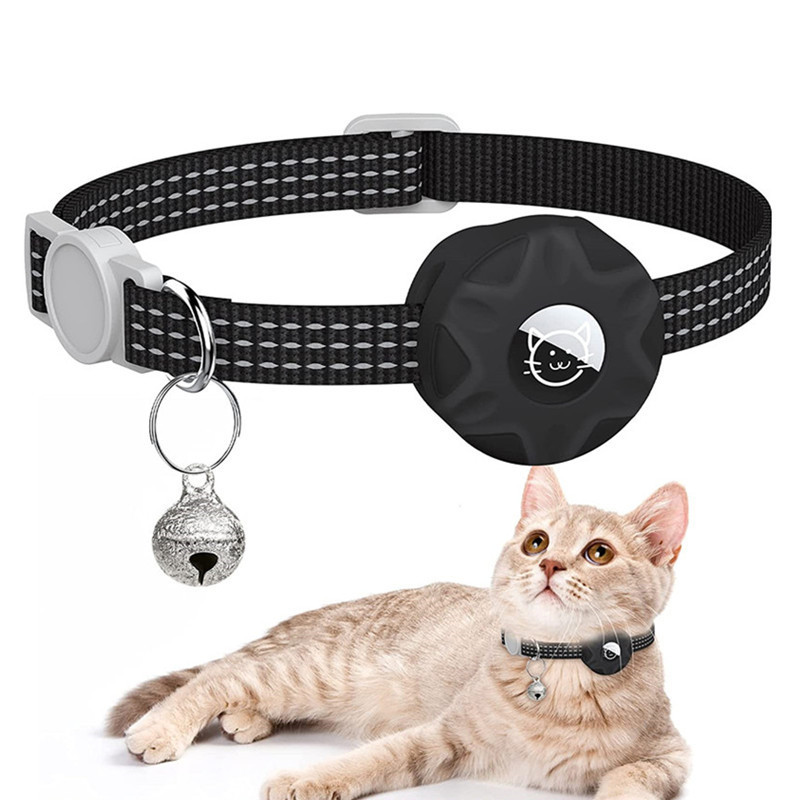 Amazon Apple airtag Cat Collar Positioning Tracker Silicone Case Three Silk Reflective Bag Bell Dog Pet