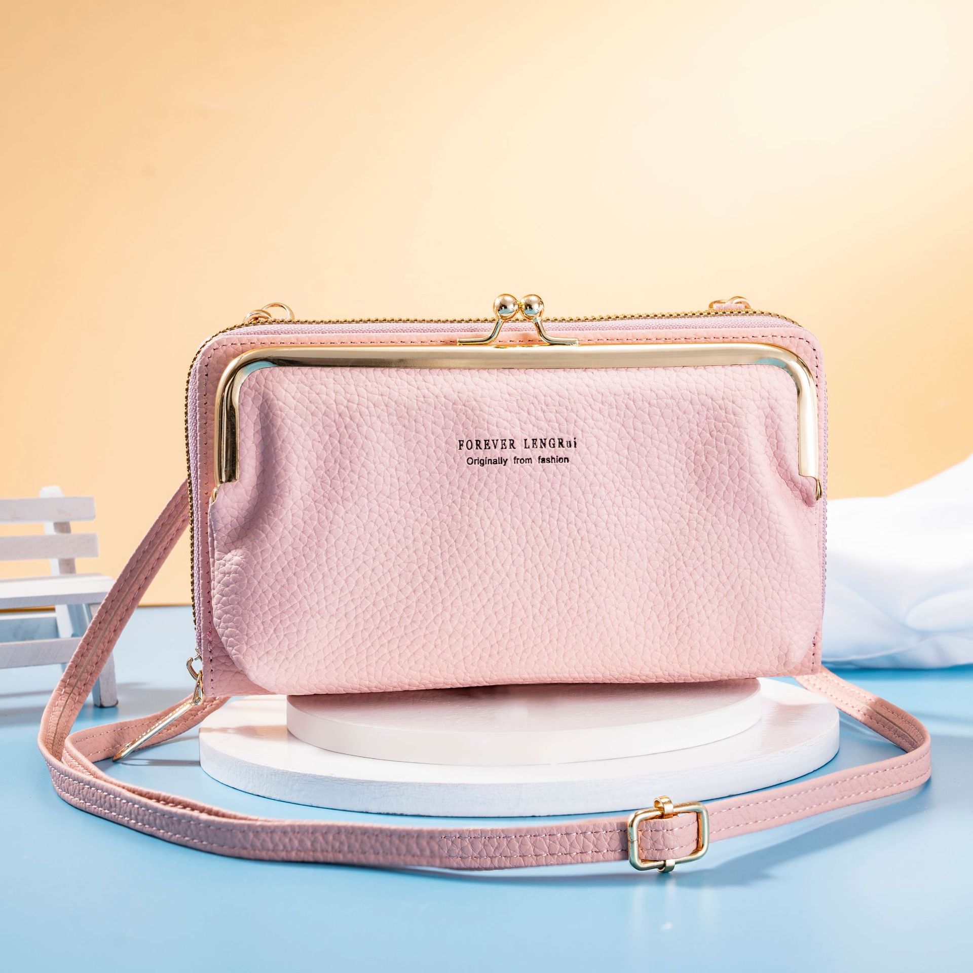 2023 creative new fashion Korean style shoulder crossbody bag large capacity Women's long wallet macaron mobile phone bag