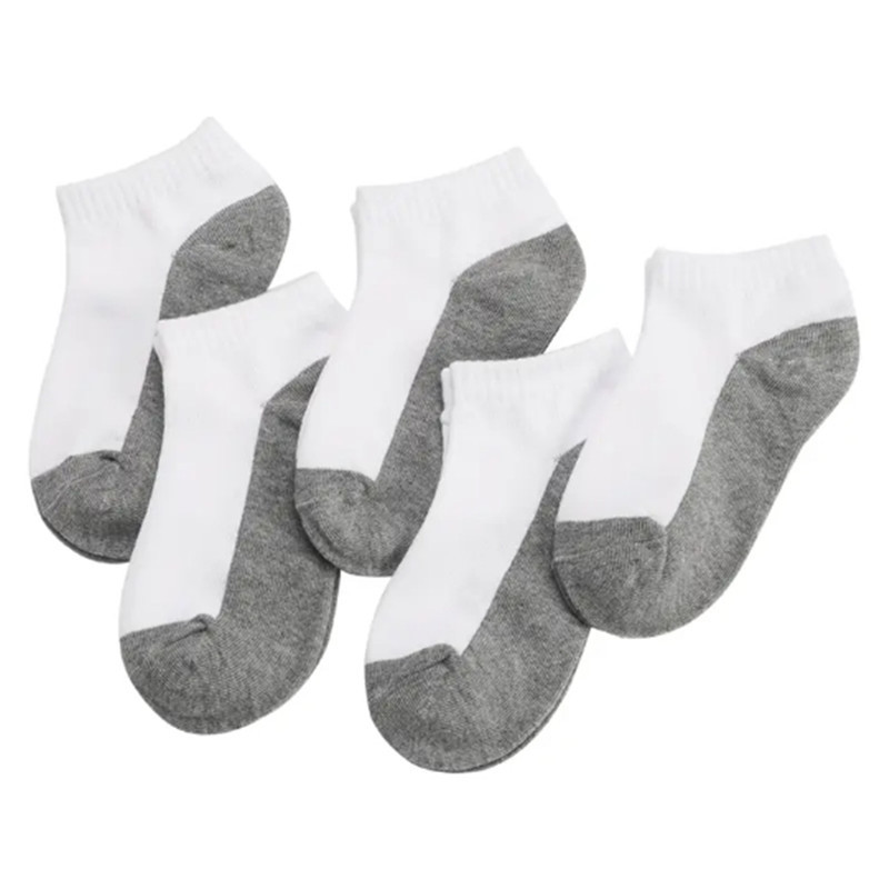 Children's Cotton Boat Socks Cotton Socks Short Socks Sweat Absorbing Breathable Grey Bottom Children's Socks White Socks