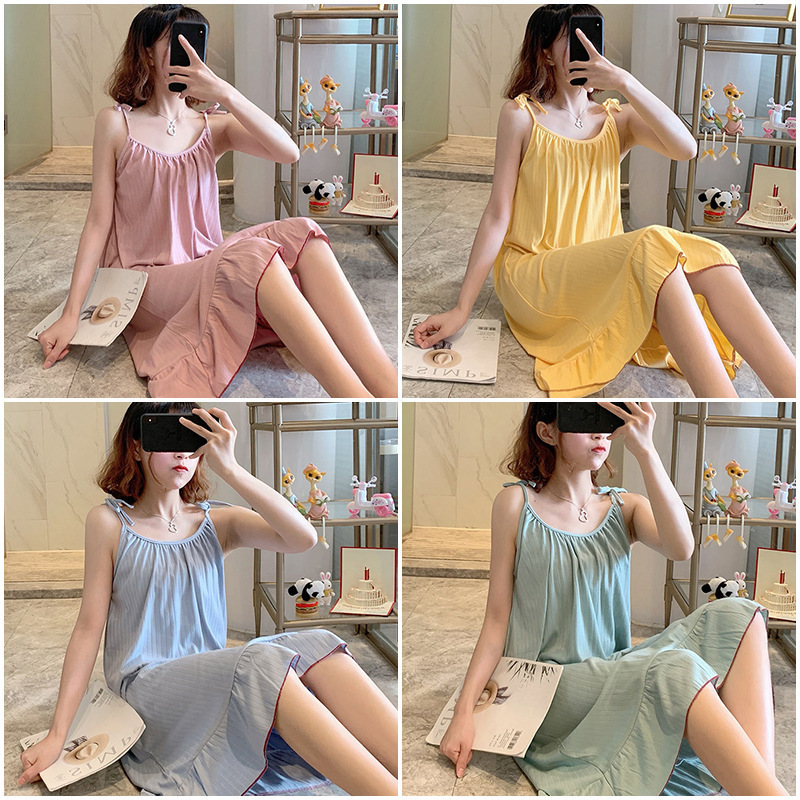 Pajamasノースリーブセクシーサスペンダーパジャマレディース夏スタイルソリッドカラーシンプルファッションパジャマホームウェア|undefined