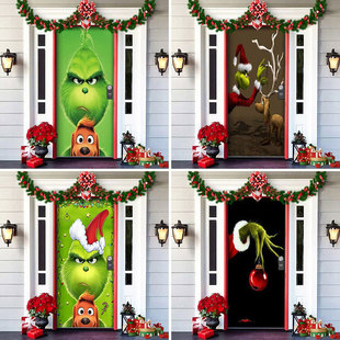 Christmas Door Cover Decoration Grimm Christmas Backdrop Cloth Christmas Door Cover Door Hanging New Year Party Decoration Door Cover Tapestry