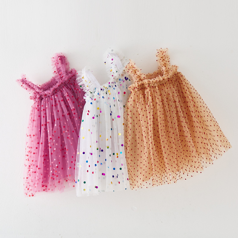INS children's dress summer new strap girl dress dot sweet gauze dress children's dress Princess dress wholesale