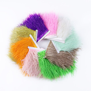 Factory in stock supply high quality thick density 6-8cm ostrich feather cloth feather DIY feather material lace