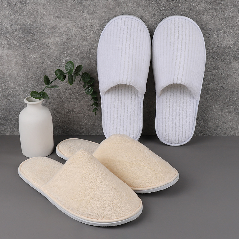 Five-star hotel home-use disposable slippers for guests coral fleece slippers wholesale winter thick bottom non-slip