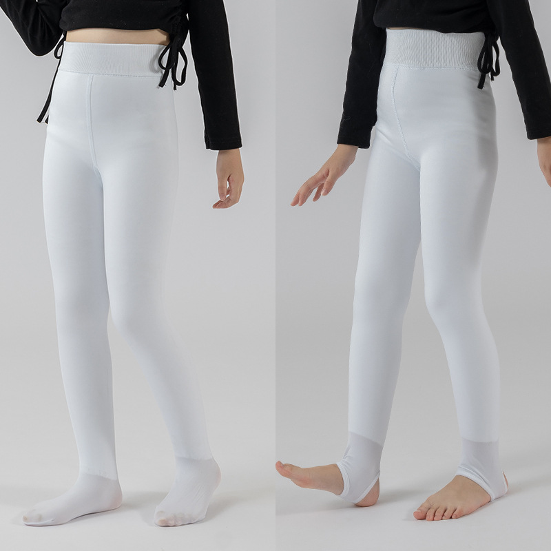 Autumn and Winter fleece-lined thickened children's pantyhose winter meat skin color girls' leggings high elastic anti-Pilling White dance socks