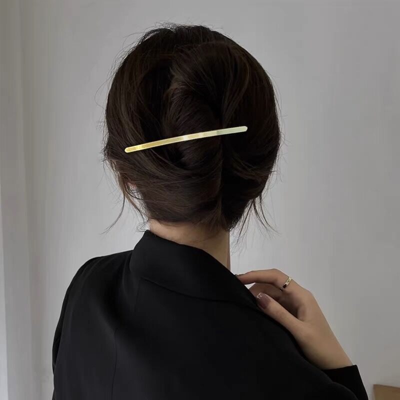 Niche design metal hairpin texture summer simple all-match back head side clip spring clip hair accessories