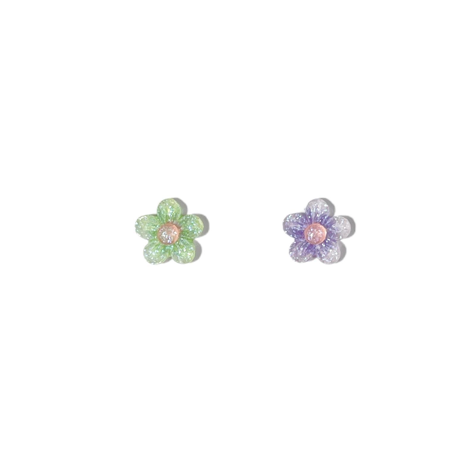 Luminous Five-petal Flower Nail Art Jewelry Gradient Color Fine Flash Print Flower Resin diy Accessories Hairstyle Nail Decoration