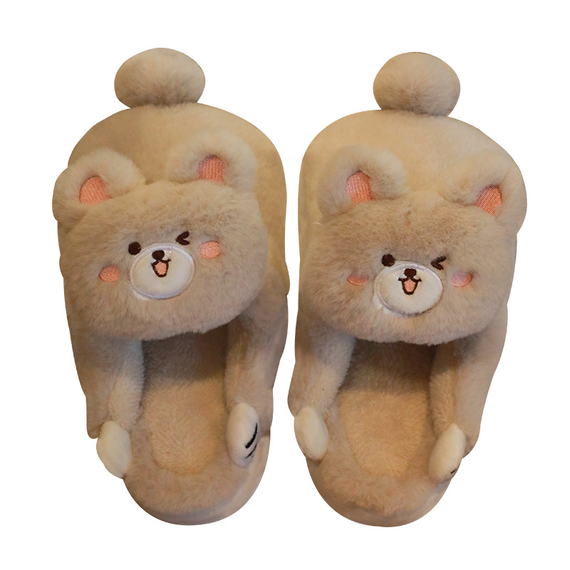 Cute slippers for women winter home indoor home cotton slippers winter thick bottom warm couple cartoon cotton slippers for men