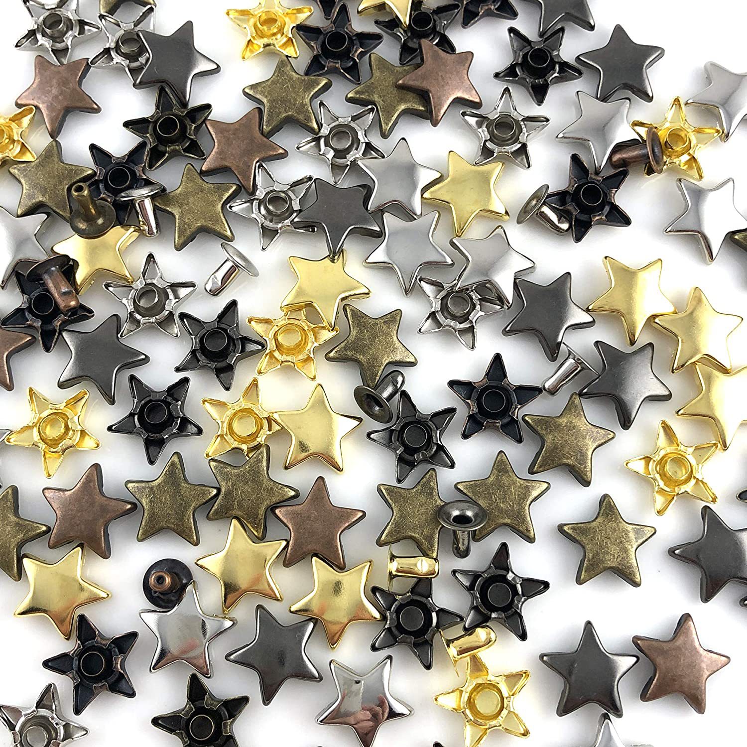 Cross-border spot 200 sets of 5-color star single-sided rivet + tool set box leather denim staple nail cap rivet buckle