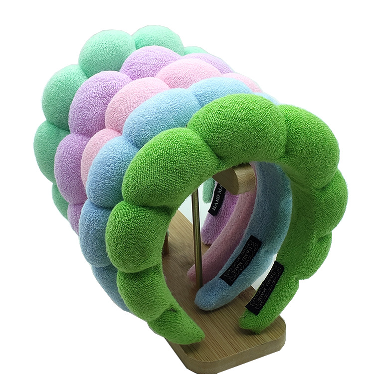 Cross-border Amazon towel cloth sponge twist hair band high Skull top colorful cloud headband female headdress European and American headband