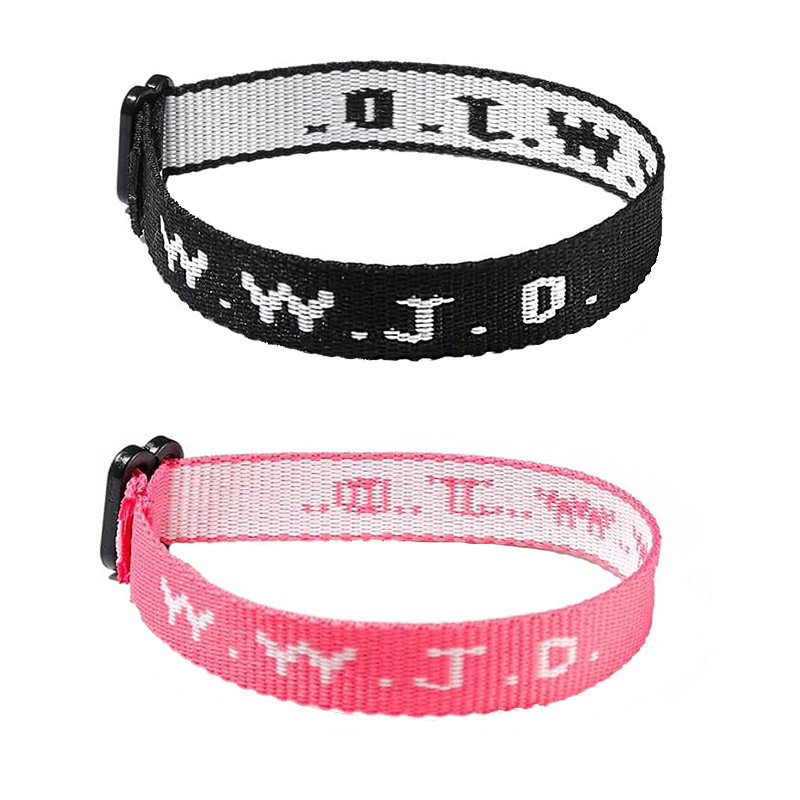 W.W.J.D. Letter jacquard printed wrist strap bracelet ribbon unisex WWJD bracelet adjustable bracelet