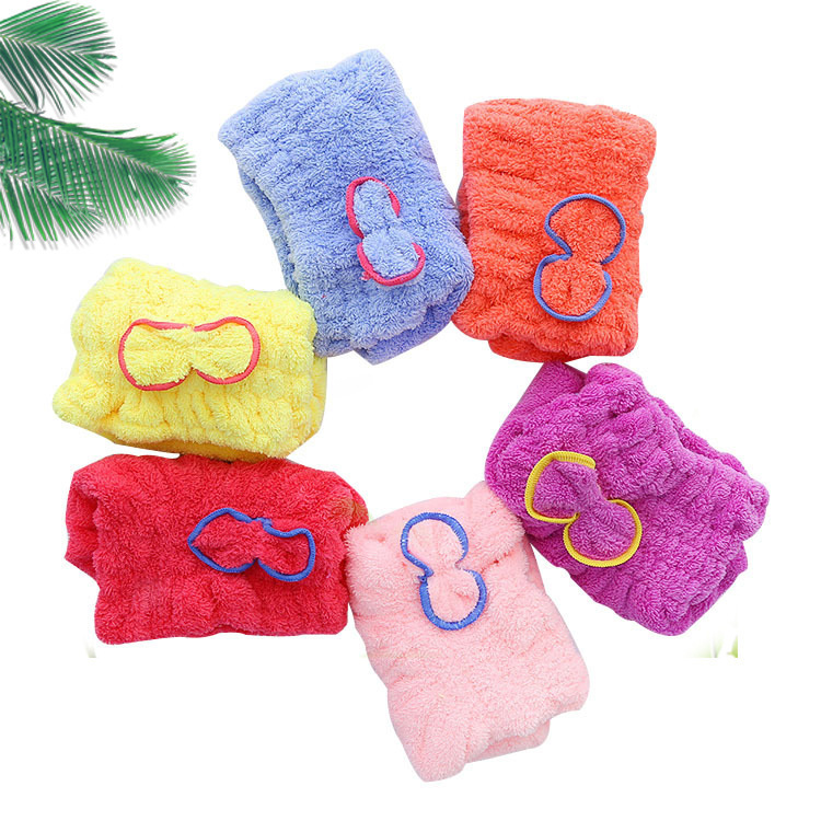 Coral fleece dry hair cap absorbent easy to dry bow shower cap thickened Princess cap head towel a generation of hair