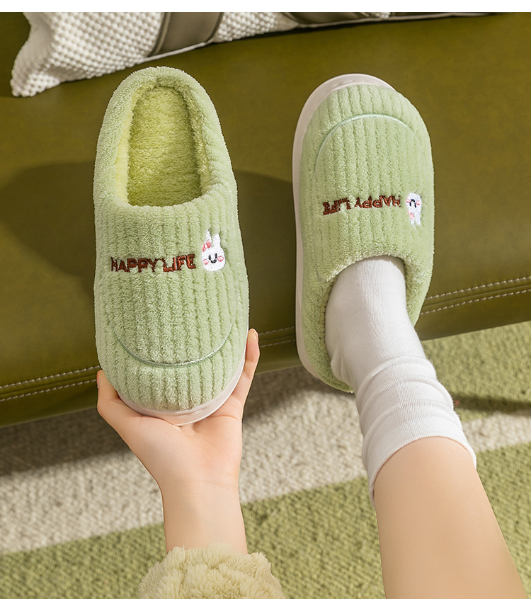 In stock cotton slippers women's home autumn and winter indoor warm home shoes couple slippers men's winter home shoes manufacturer_voghion.com
