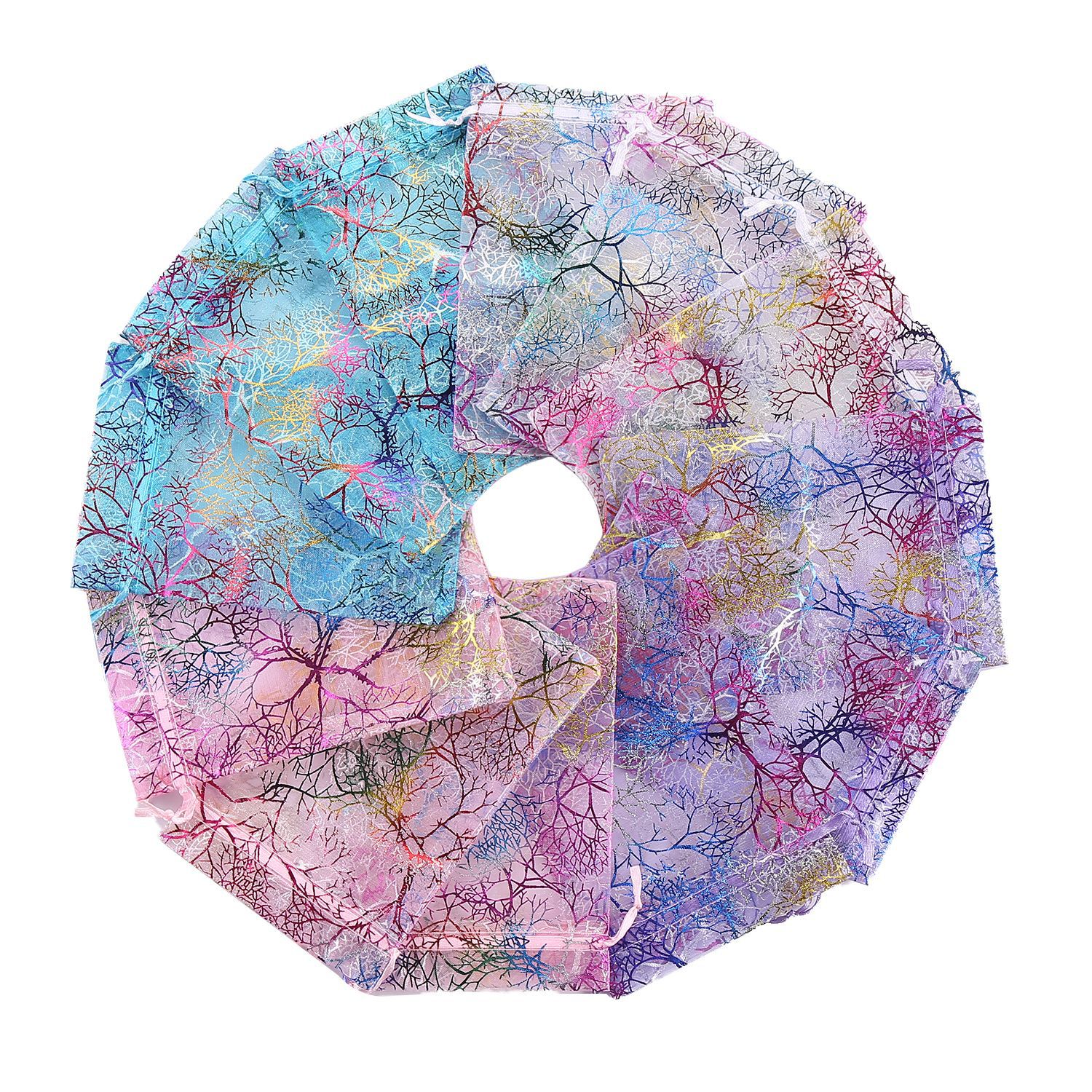 Factory in stock gilding colorful coral yarn bag drawstring drawstring mesh bag jewelry packaging candy bag wholesale