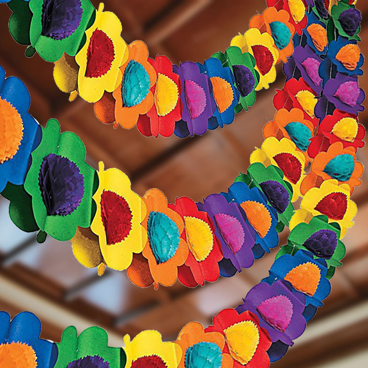 Hawaiian party paper pull flower 3m three-dimensional festival party decoration pull flag banner wedding hanging flag props paper pull flower