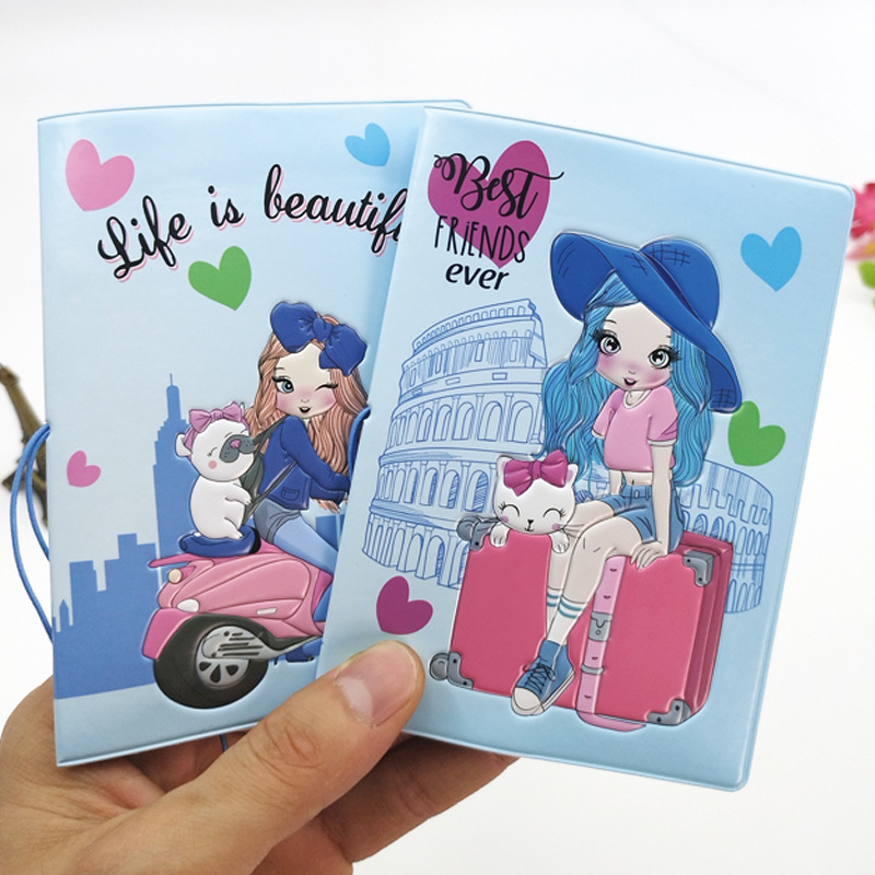 Passport Protective Cover Thickened Waterproof Cartoon Passport Holder Air Ticket Travel Pass Piece Storage Bag Card Holder Passport Holder