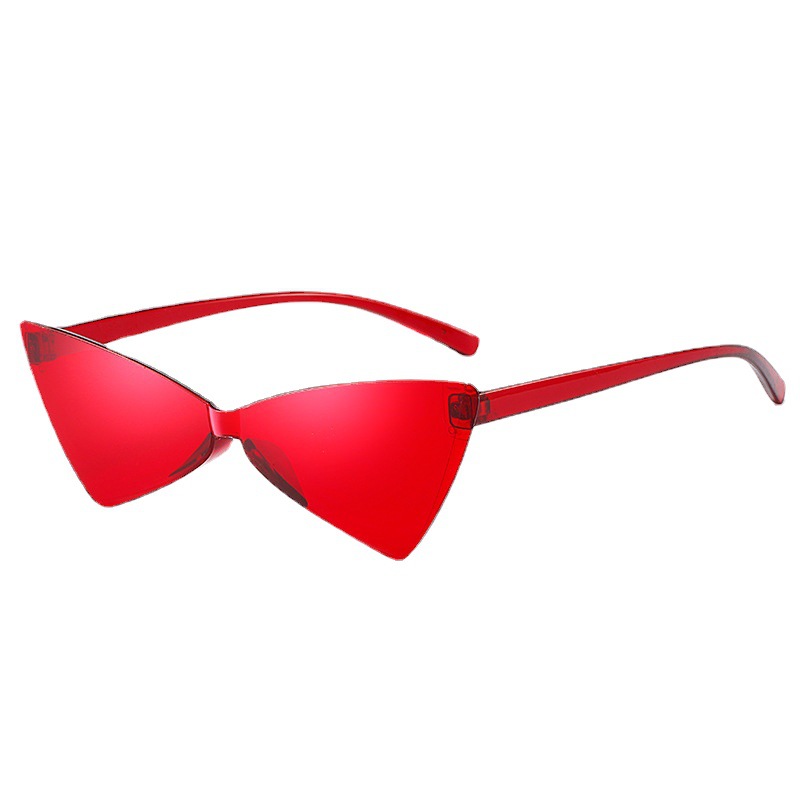 007 New Triangle Cat's Eye Sunglasses All-in-One Mirror Bow-shaped Internet Celebrity Women's Candy Color Street Photographic Glasses