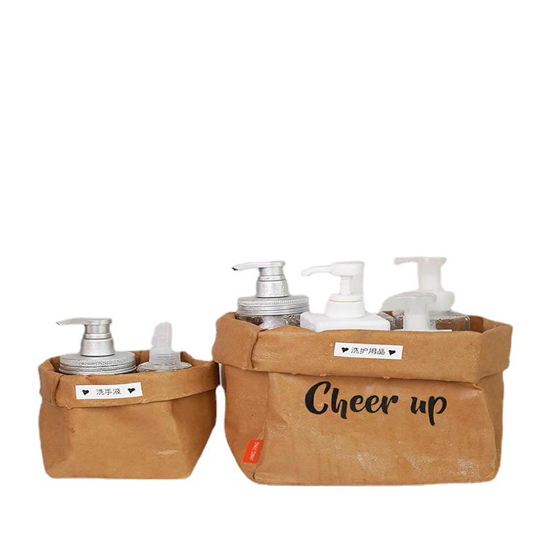 Factory Creative Nordic Style Washable Kraft Paper Bag Tear Thickened Waterproof Refrigerator Storage Bag Desktop Flower Pot