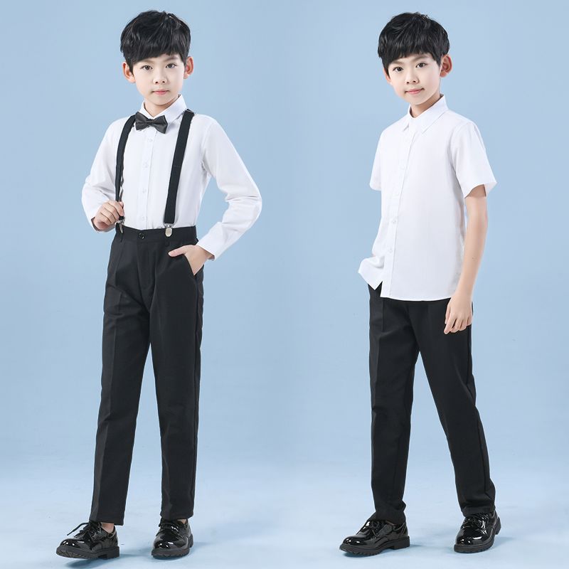 Boys' Black Trousers Children's Tibetan Blue School Uniform Pants Big Children's Strapped Pants Spring and Autumn Primary School Students' Performance Suit Pants