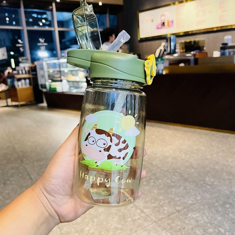 Children's portable straw Cup student school kettle drinking cup plastic cup summer baby kindergarten high color value
