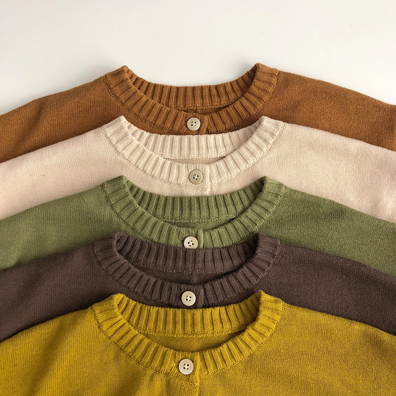 Kaji color ~ pure cotton knitted cardigan Korean version of spring and autumn new children's sweater foreign style men's and women's tide treasure coat Sen